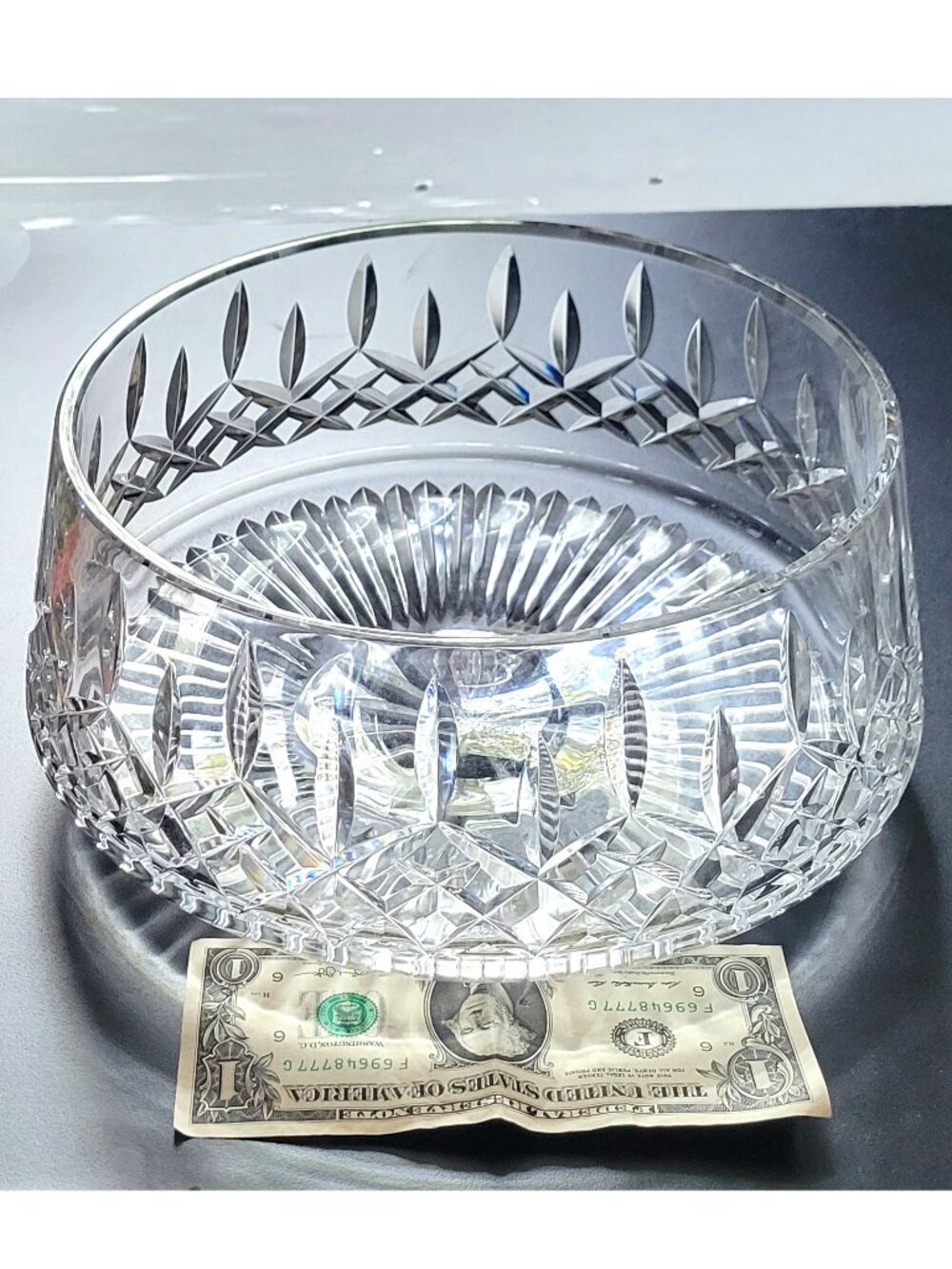 Large 10"  Waterford Lismore Crystal Salad Serving Bowl / Centerpiece Dish ~ EUC